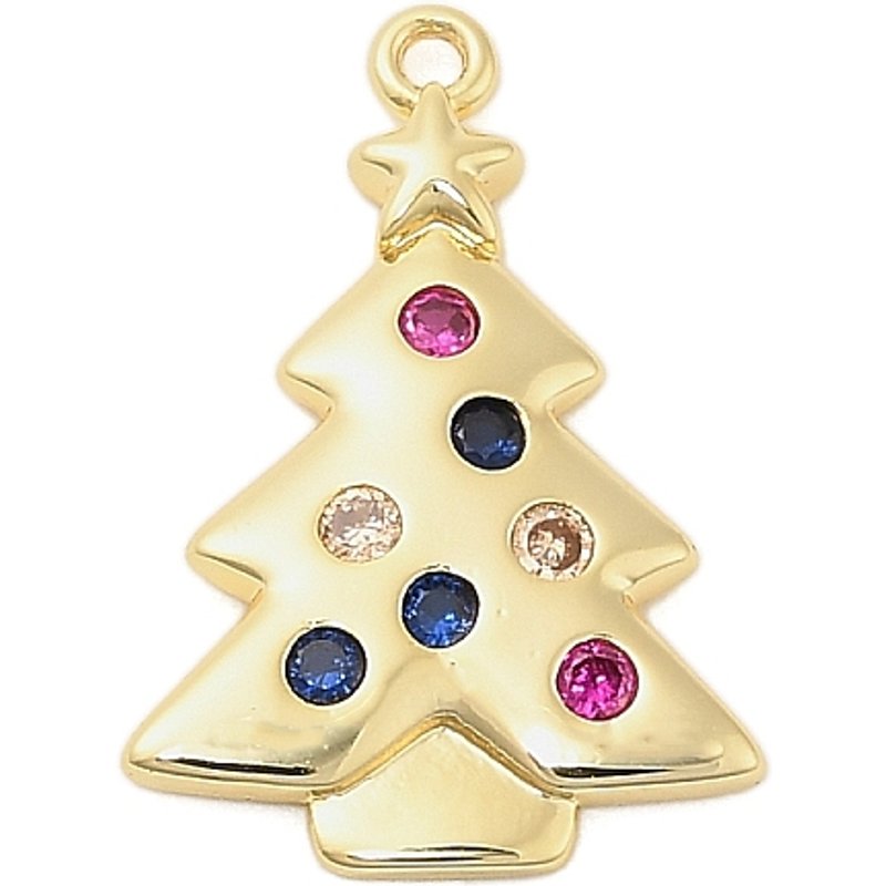Brass Micro Pave Cubic Zirconia Christmas Tree Pendants — Charms & Pendants