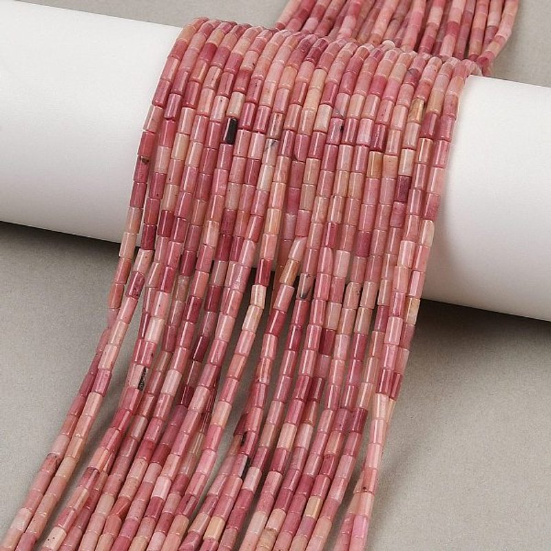 Brins de perles de rhodonite naturelle, colonne, 4-4.5mm, trou : 0.7mm — Perles à bijoux