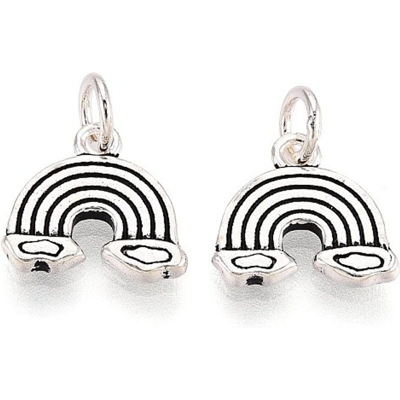 925 Sterling Silver Rainbow Charms with Jump Rings, Antique Silver — Charms & Pendants