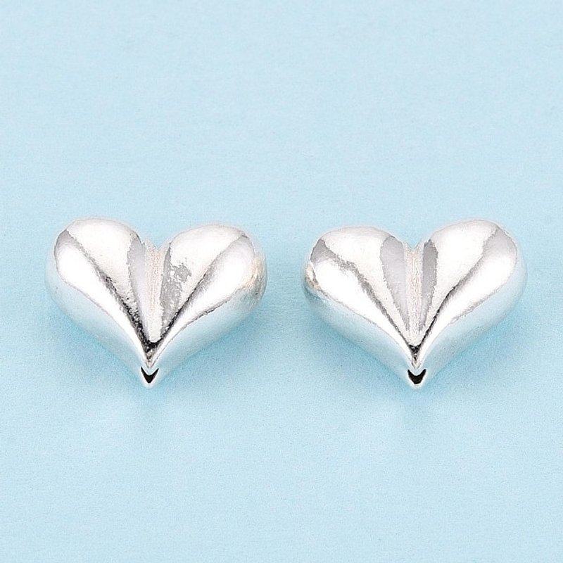 Perles en Argent Sterling 925 en Forme de Cœur avec Trou de 1,2mm — Perles à bijoux