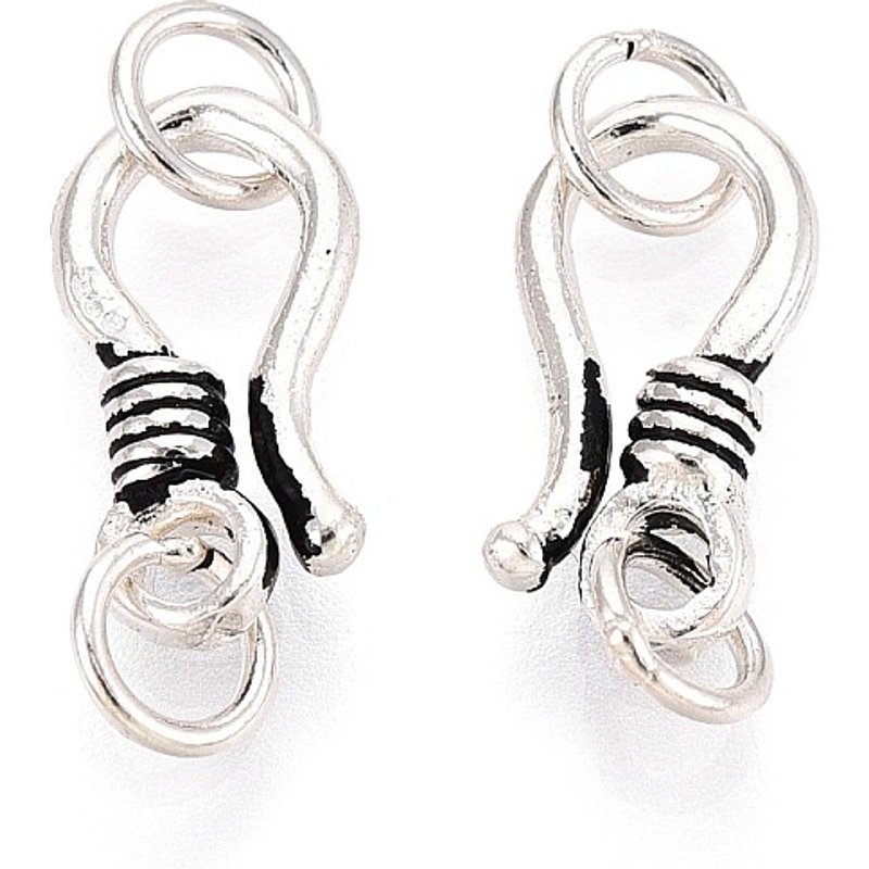 925 Sterling Silver Hook Clasps with Double Jump Rings — Jewelry Findings