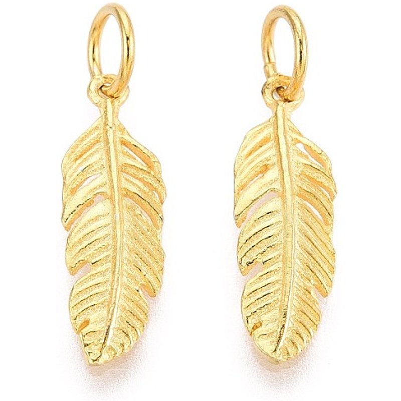 Charms en argent sterling 925 en forme de feuille avec anneaux — Breloques et pendentifs
