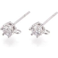 925 Sterling Silver Micro Pave Cubic Zirconia Stud Earring Findings — Jewelry Findings