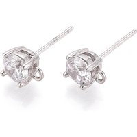 925 Sterling Silver Micro Pave Cubic Zirconia Stud Earring Findings