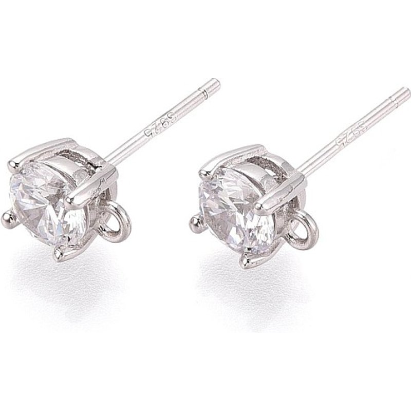 925 Sterling Silver Micro Pave Cubic Zirconia Stud Earring Findings — Jewelry Findings