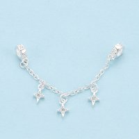 925 Sterling Silver Micro Pave Cubic Zirconia Chain Extenders with Star Charms — Jewelry Findings