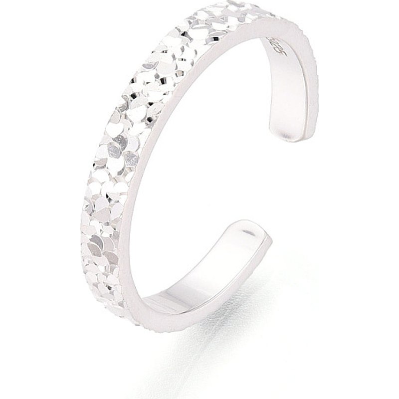 Bagues ouvertes en argent sterling 925 texturé ajustables pour femmes — Bijoux fantaisie