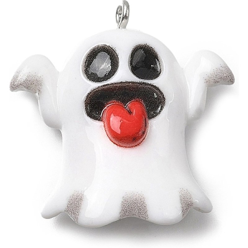 Halloween Ghost Opaque Resin Pendant with Platinum Iron Loop — Charms & Pendants