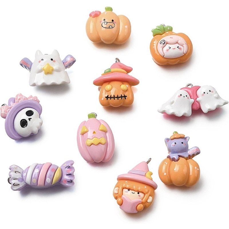 Pendentifs en résine opaque d'Halloween avec boucle en fer platine — Breloques et pendentifs