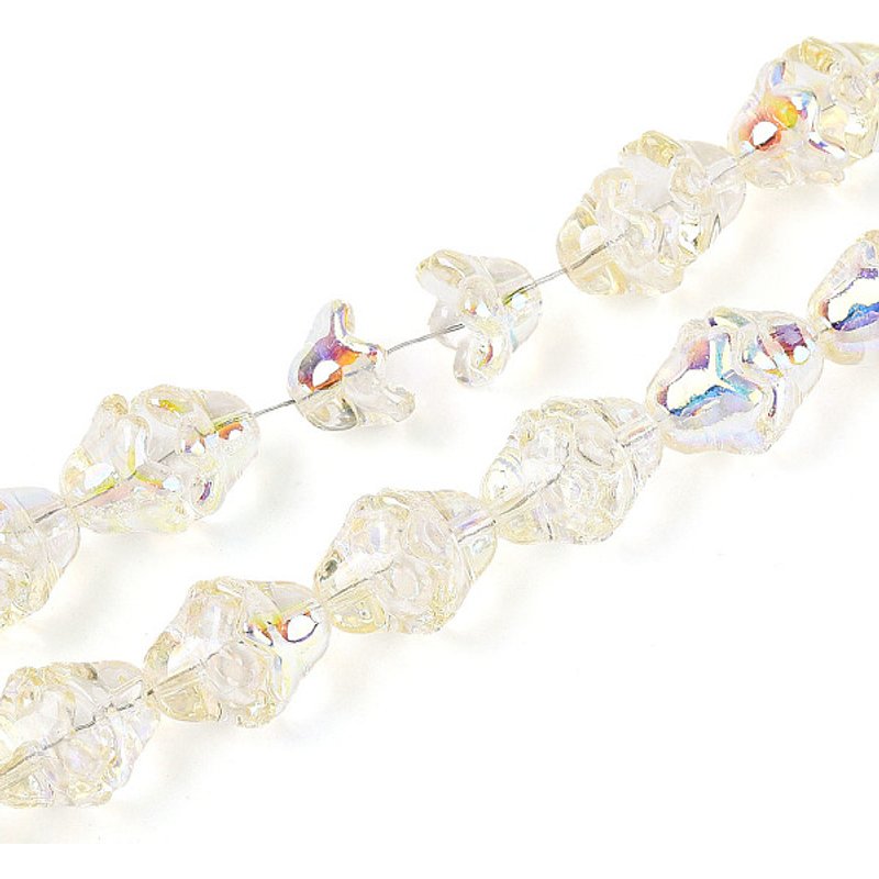 Brins de perles en verre transparent électroplaqué, fleur, jaune clair — Perles à bijoux