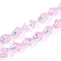 Brins de perles en verre transparent électroplaqué, fleur, rose perle