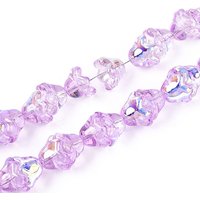 Brins de Perles en Verre Transparent Électroplaqué, Fleurs, Violet, 11-12mm — Perles à bijoux