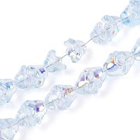 Brins de Perles en Verre Transparent Électroplaqué, Fleur, Bleu Ciel — Perles à bijoux