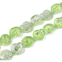 Brins de perles en verre transparent électroplaqué, forme de coquillage spiralé
