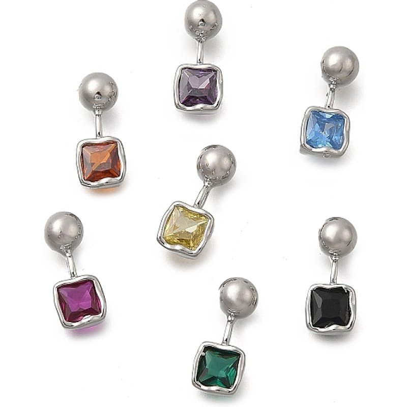 Charms carrés en zircon cubique micro pavé en laiton - Couleurs mélangées — Breloques et pendentifs