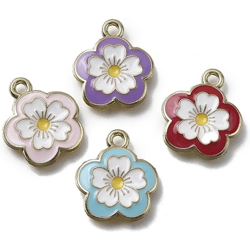 Charms de Fleurs en Émail en Alliage de Couleurs Mixtes — Breloques et pendentifs