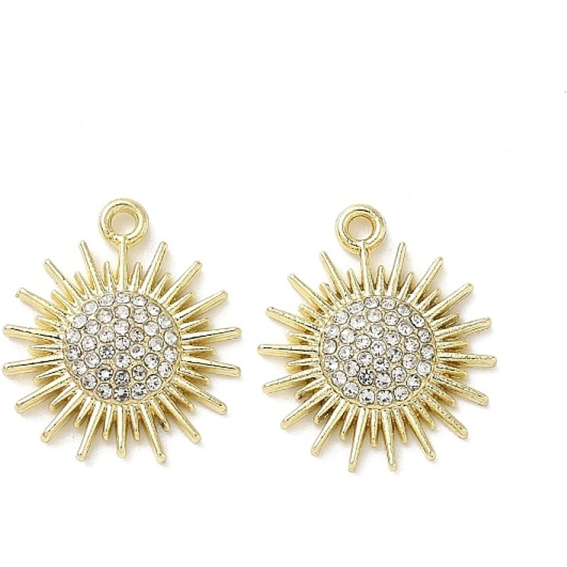 Pendentif en alliage de strass, soleil, plaqué or 14K réel — Breloques et pendentifs