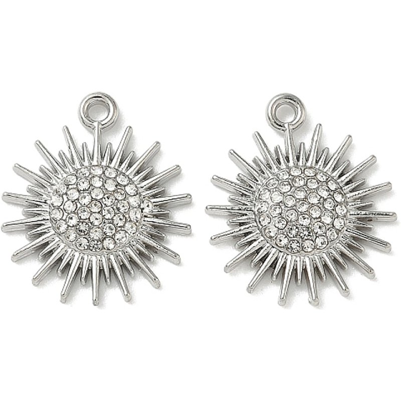 Pendentif en alliage de strass, soleil en platine — Breloques et pendentifs