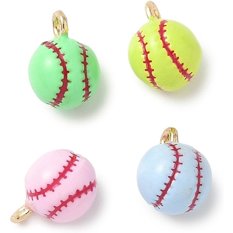 Pendentif en Émail en Alliage, Doré, Baseball, 13x9mm, Trou 1.8mm — Breloques et pendentifs