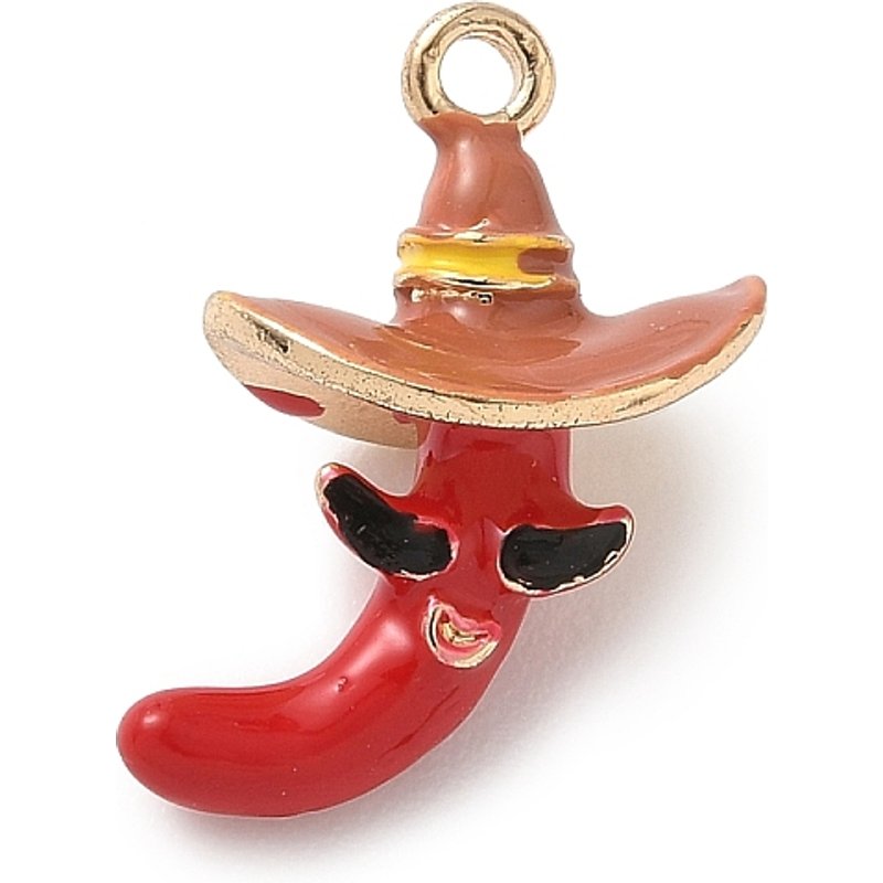Pendentifs en Émail en Alliage, Charms Végétaux, Dorés, Chapeau, 17.5x15.5x8mm — Breloques et pendentifs