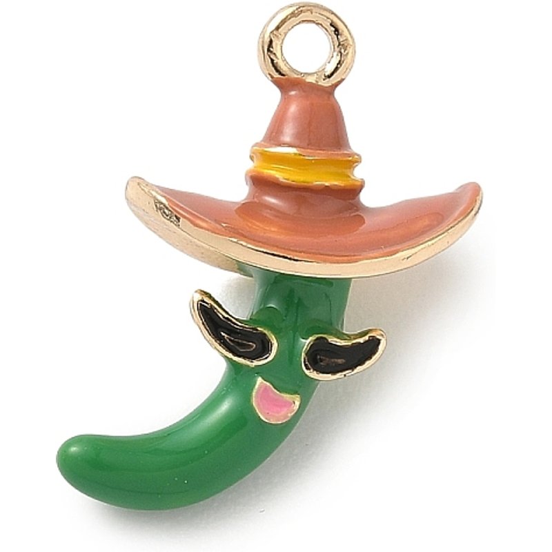 Pendentif en Émail Alliage - Charme Végétal, Chapeau Doré — Breloques et pendentifs
