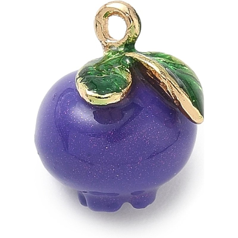Pendentif en Émail en Alliage Thème Fruit - Myrtille - 14x12x10.5mm — Breloques et pendentifs