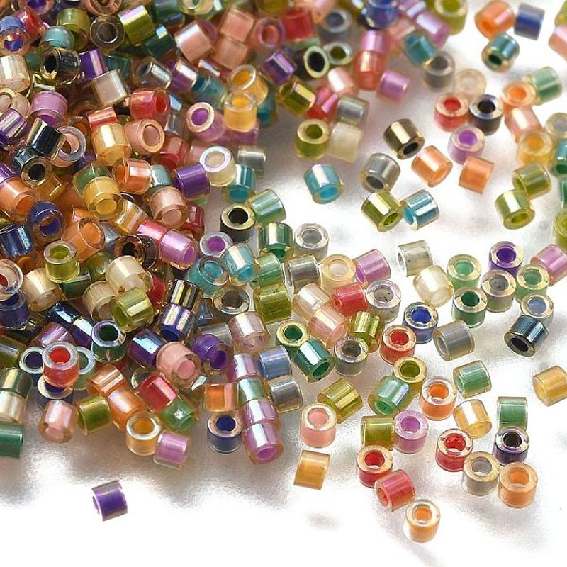 Transparent Rainbow Glass Cylinder Seed Beads, Mixed Colors, 5g — Jewelry Beads