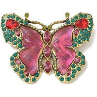 Broche en alliage émaillé en forme de papillon avec strass et résine