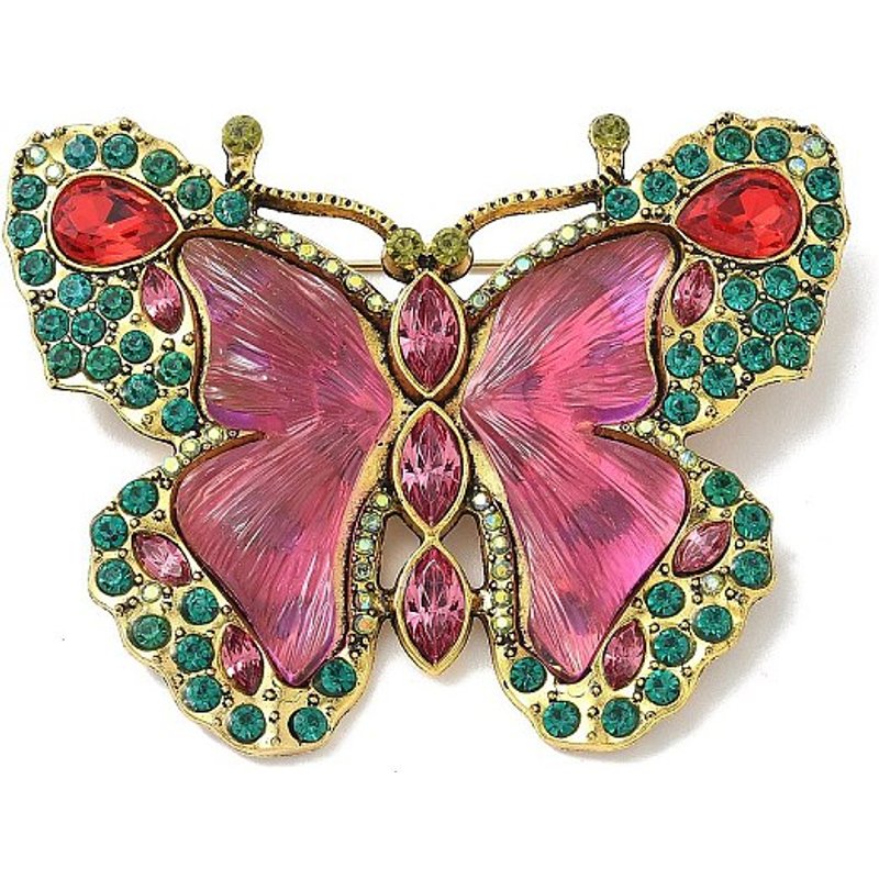 Broche en alliage émaillé en forme de papillon avec strass et résine — Broches