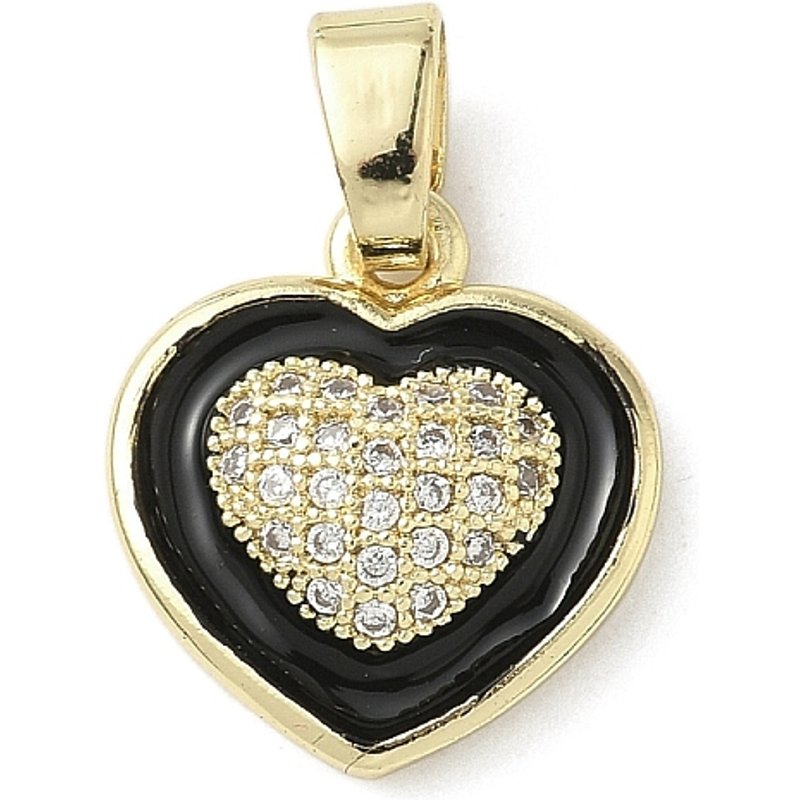 Charms en Cœur en Zircon Cubique Micro Pave, Plaqué Or 18K — Breloques et pendentifs