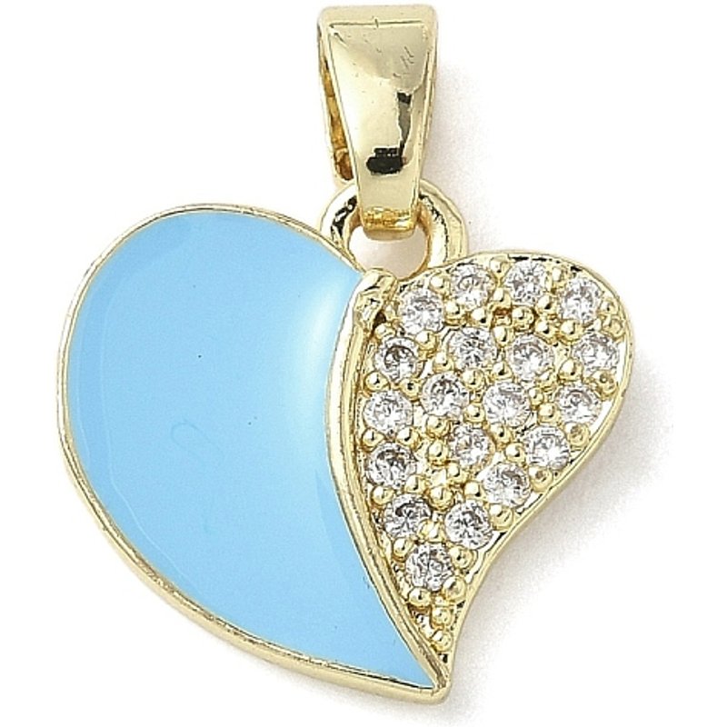 Brass Micro Pave Cubic Zirconia Heart Charms, 18K Gold Plated — Charms & Pendants