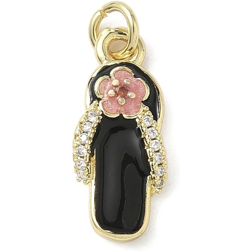 Brass Micro Pave Cubic Zirconia Enamel Flip Flop Pendant — Charms & Pendants