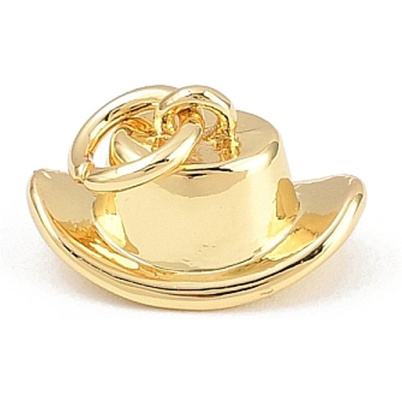 Brass Cowboy Hat Pendant with Jump Ring, 18K Gold Plated — Charms & Pendants