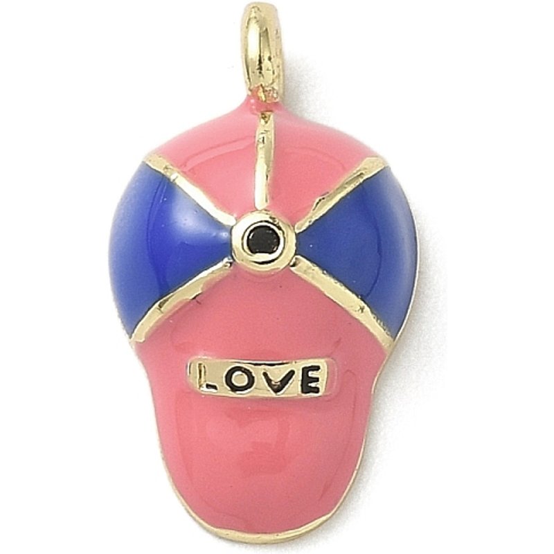 Brass Micro Pave Cubic Zirconia Enamel Love Hat Pendant — Charms & Pendants