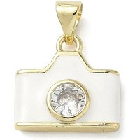 Brass Micro Pave Cubic Zirconia Enamel Camera Charm, 18K Gold Plated — Charms & Pendants