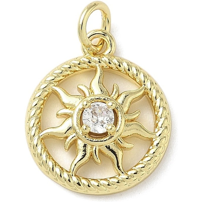 Brass Micro Pave Cubic Zirconia Flower Charms with Jump Ring — Charms & Pendants