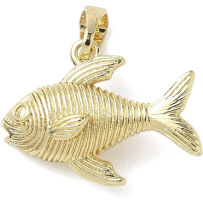 Pendentif en laiton, poisson, plaqué or 18K — Breloques et pendentifs