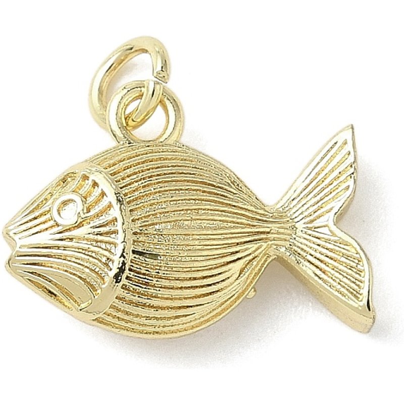 Brass Fish Pendant with Jump Ring, 18K Gold Plated — Charms & Pendants