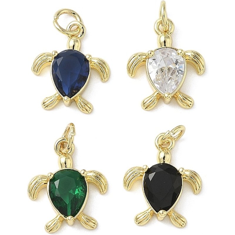 Brass Sea Turtle Charms with Jump Ring, 18K Gold Plated — Charms & Pendants