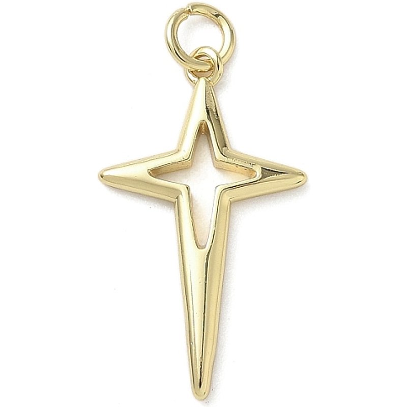 Brass Star Pendant with Jump Ring, 18K Gold Plated — Charms & Pendants