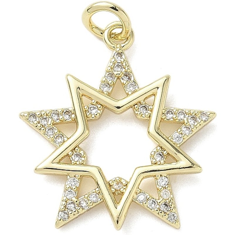 Brass Micro Pave Cubic Zirconia Star Charms with Jump Ring — Charms & Pendants