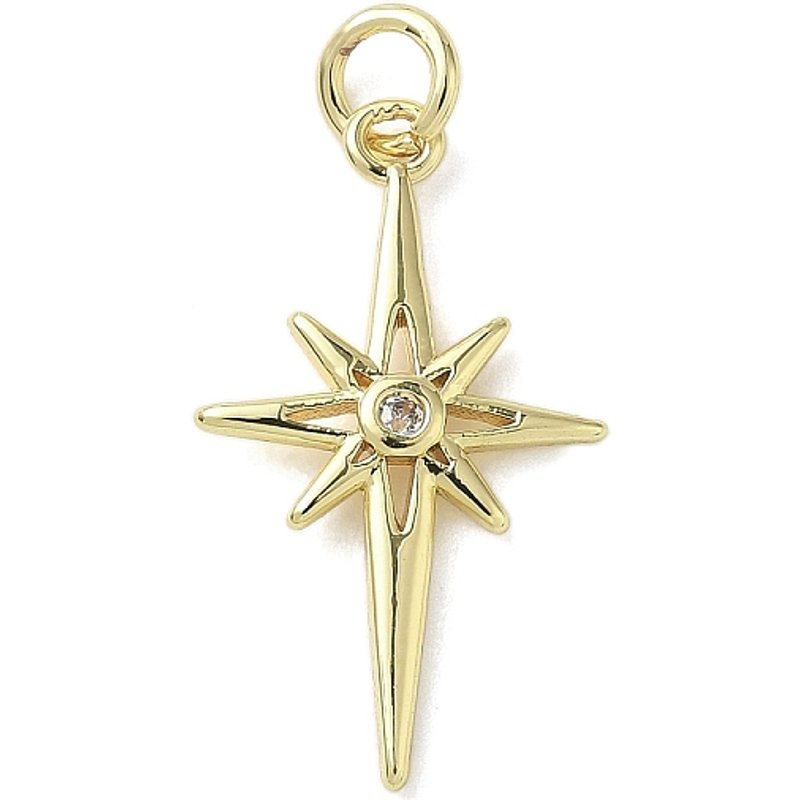 Pendentifs en laiton avec zircon cubique micro pave en forme d'étoile — Breloques et pendentifs