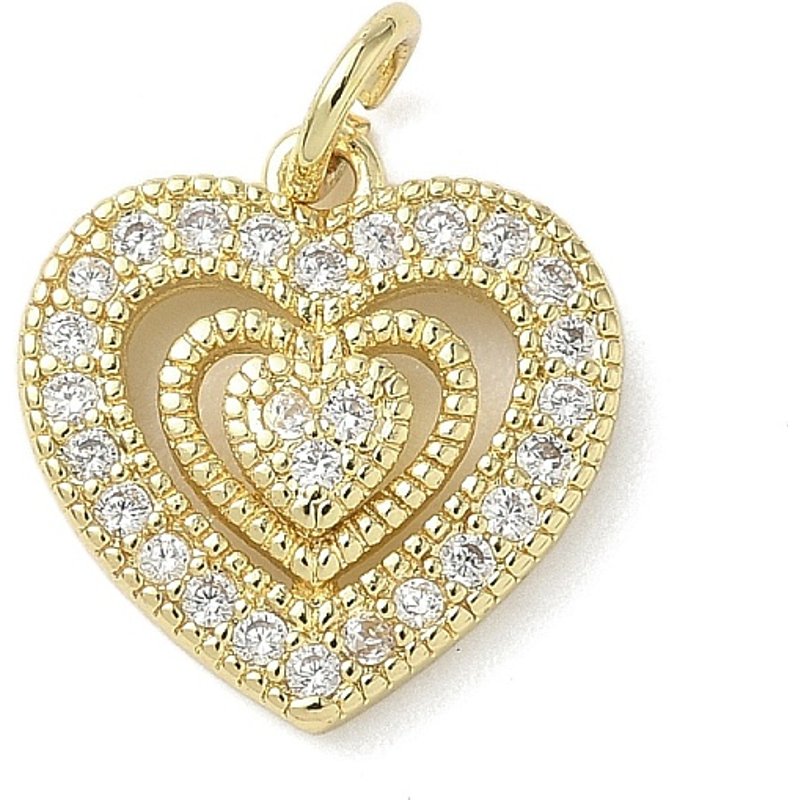 Brass Micro Pave Cubic Zirconia Heart Charm with Jump Ring — Charms & Pendants