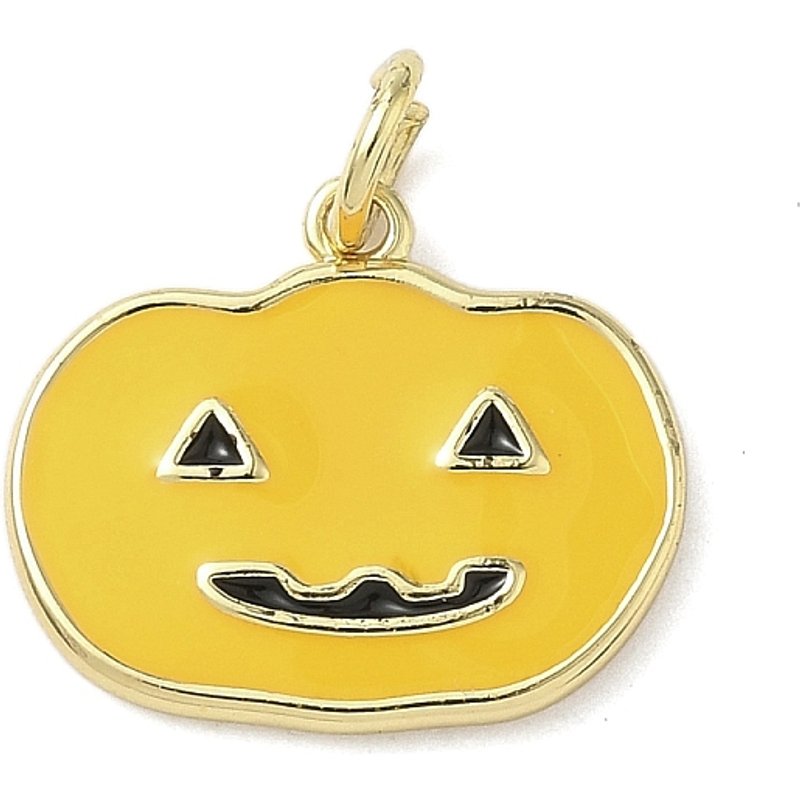Pendentif en Émail de Laiton Thème Halloween avec Anneau, Plaqué Or 18K — Breloques et pendentifs