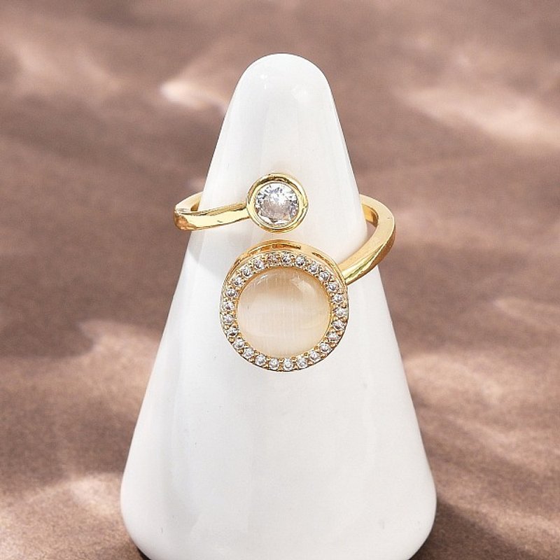 Rotatable Brass Micro Pave Cubic Zirconia Open Rings for Women — Costume Jewelry