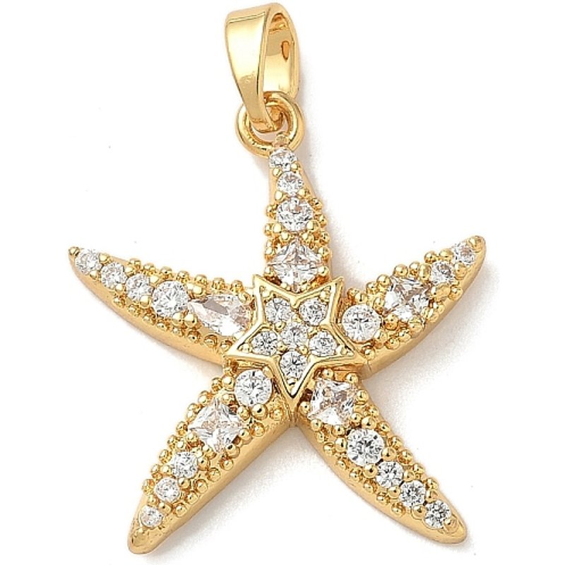 Charms Étoile de Mer en Zircon Cubique Micro Pave en Laiton, Doré — Breloques et pendentifs