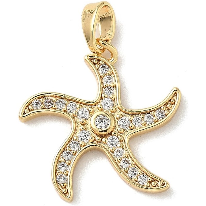 Charm en étoile de mer en zircon cubique micro pave en laiton, doré — Breloques et pendentifs