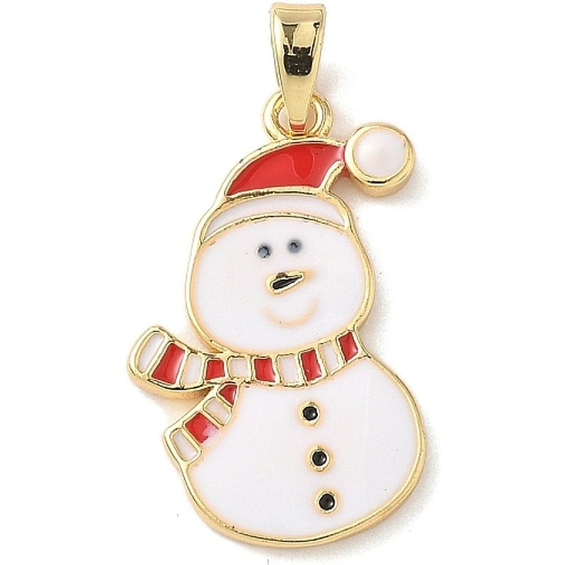 Pendentif en Émail de Laiton de Noël - Bonhomme de Neige — Breloques et pendentifs