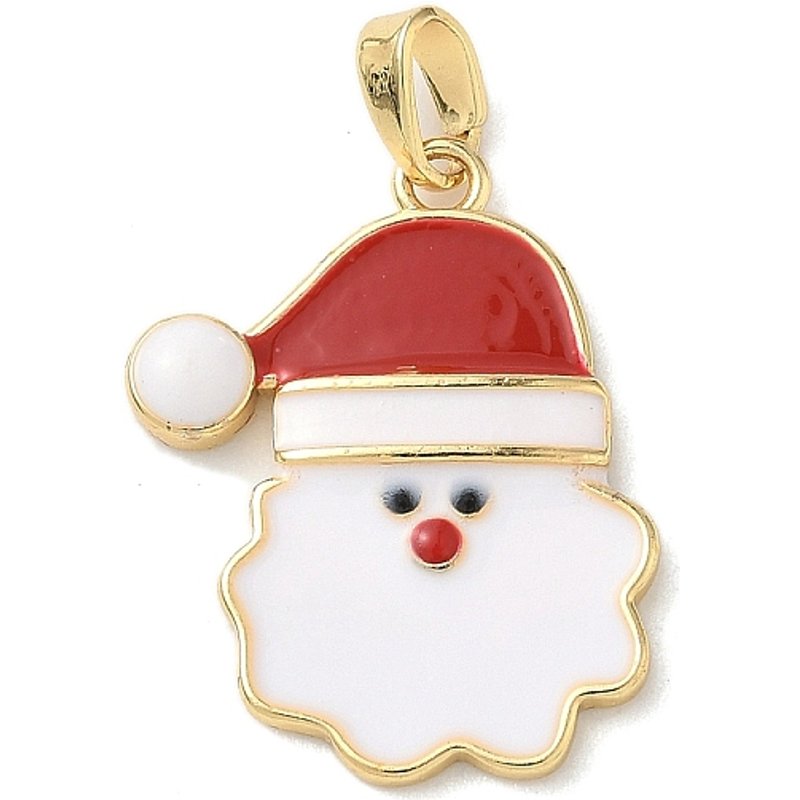 Pendentif en Émail de Laiton de Noël, Santa Claus, 22x18mm — Breloques et pendentifs