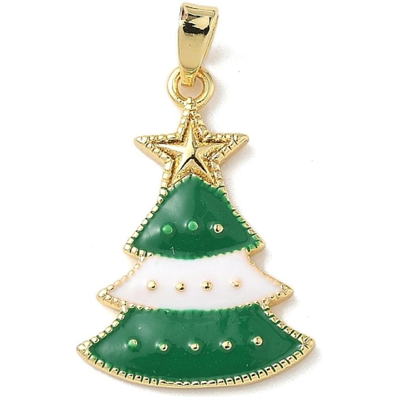 Pendentif en Émail de Laiton de Noël - Arbre de Noël Doré — Breloques et pendentifs